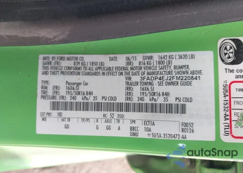 2015 Ford Fiesta Se from USA, damaged, VIN 3FADP4EJ2FM220841